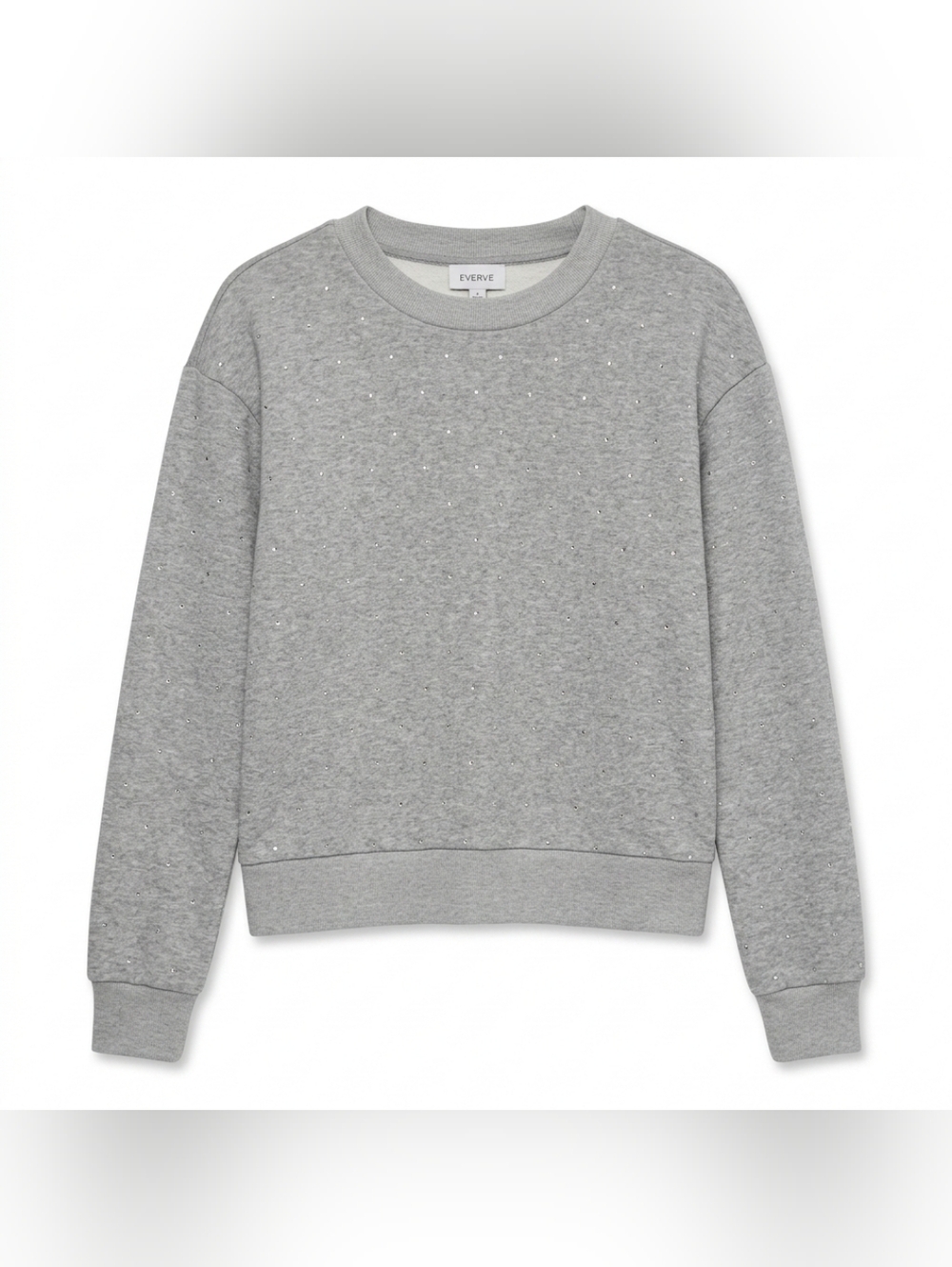 Evereve Gray Embellished Rhinestone Crewneck Sweatshirt Women's Size Small Cozy